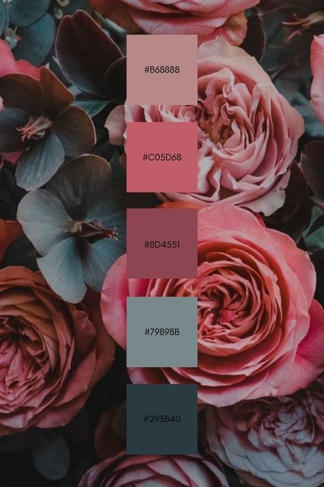 Color Pallets With Pink, Boho Paint Palette, Color Schemes With Pink, Pink And Brown Color Palette, Cottage Core Color Palette, Dusty Color Palette, Whimsical Color Palette, Pallette Color, Rose Color Palette