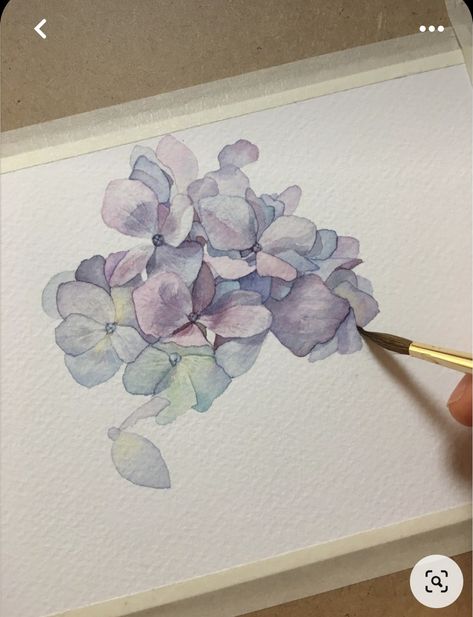 Hydrangeas Art, Hydrangea Painting, Watercolor Flowers Tutorial, Floral Watercolor Paintings, Paintings Watercolor, 카드 디자인, Diy Watercolor Painting, Watercolour Inspiration, Watercolor Painting Techniques