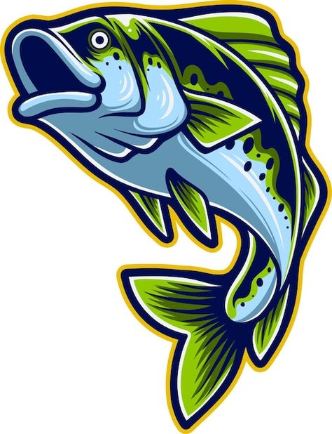 Bass fish mascot logo with premium quali... | Premium Vector #Freepik #vector #bass-fishing #fish-hook #fishing-hook #bait Fishing Jig, Fish Vector, Esports Logo, Bass Fish, Fish Logo, Fishing Hook, Light Background Images, Mascot Logo, Light Background