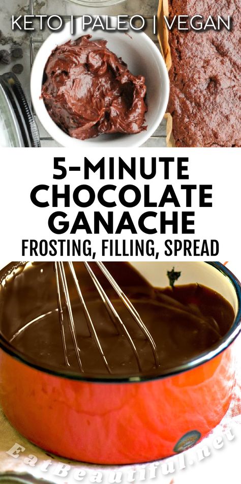 Keto Chocolate Ganache, Vegan Chocolate Icing, Ganache Frosting Recipe, Chocolate Ganache Frosting Recipe, Ganache Recipe Frosting, Primal Desserts, Vegan Ganache, Chocolate Icing Recipes, Vegan Chocolate Ganache