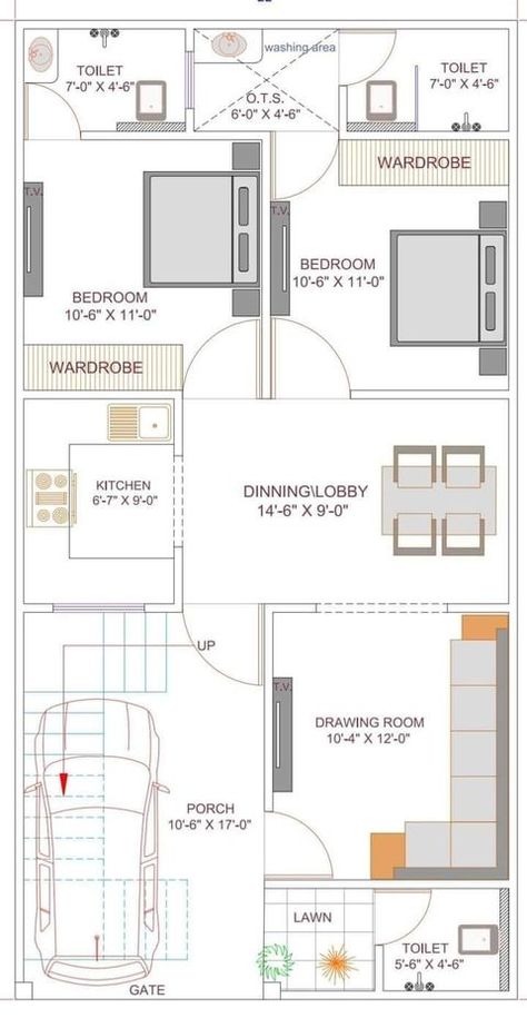 Small House Design Floor Plan, 30x50 House Plans, 20x30 House Plans, House Plan Design, Budget House Plans, 20x40 House Plans, 30x40 House Plans, 2bhk House Plan, Bungalow Floor Plans