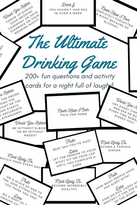 Over 200+ drink game card like 'drink if', 'would you rather' and 'truth or dare' Drinking Dares List, Do Or Drink Game Cards, Do Or Drink Questions, Drink If Questions, Drinking Dares, Truth Or Drink Questions, Truth Or Drink, Drunk Games, Adult Drinking Games