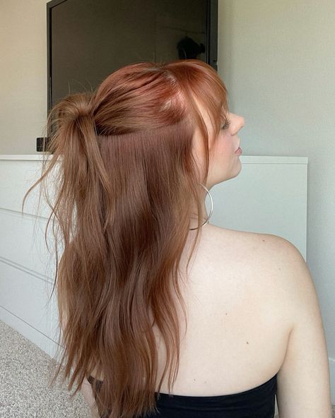 Waves with a bun Half Up Half Down Braid With Curtain Bangs, Shaggy Half Up Half Down, Cute Half Yo Half Down Hairstyles, Long Hairstyles With Bangs For Wedding, Hairstyles With Bangs Half Up Half Down, Half Up Half Down Hair With Front Pieces Out, Half Up Half Down Hairstyles Wolfcut, Bridesmaid Hairstyles Half Up Half Down With Bangs, Prom Hair With Bangs Half Up