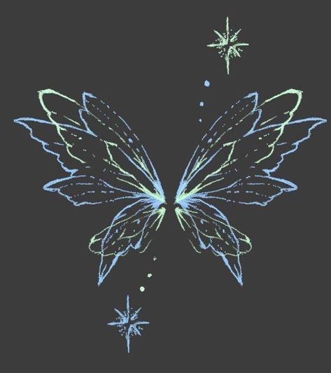 Fairy Butterfly Drawing, Different Types Of Fairy Wings, Dragon With Fairy Wings, Butterfly Different Wings, Water Wings Tattoo, Fairy Wings Tattoo Stencil, Fairy Wings Side View, Tinker Bell Wings Tattoo, Evil Wings Tattoo