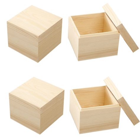 PRICES MAY VARY. Size: Approx. 10x10x8cm/3.9''x3.9''x3.1''. Thickness: 8mm. Material: Made of wooden. Easy Use: Wooden box with cover help you to storage things more safe and convenient. Ready for staining, painting, decoupage, covering with fabric, wood burning, wood carving, embellishing, or stamping. Widely Usage: Perfect for many arts, crafts and hobby projects or you can use is as small objects storage stash memory box. Suitable for necklace, bracelet, earrings, bangle, stamp, watch, tiny t Wood Box With Lid, Diy Box Crafts, Wooden Containers, Wood Gift Box, Wooden Bangle, Craft Stash, Art Hobbies, Lid Storage, Wooden Storage Boxes