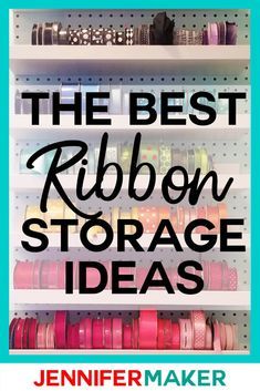 Ribbon Storage Ideas, Diy Ribbon Storage, Craft Ribbon Storage, Craft Room Organization Diy, Diy Rack, Jennifer Maker, Ribbon Holders, Ribbon Organization, Craft Shed