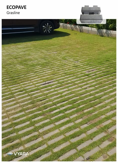 Grass Parking Lot, Grasscrete Driveways, Grass Driveway Ideas, Grid Pavers, Grass Pavers Driveway, Green Driveway, Driveway Pavers Design, Green Parking, Grass Paving