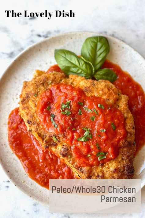 This Whole 30 Chicken Parmesan is incredibly delicious, Paleo, and Gluten-Free. It has all the flavors of the classic dish and is super kid friendly! Whole 30 Chicken Parmesan, Whole 30 Chicken, Whole30 Chicken, Chicken With Italian Seasoning, Gluten Free Potatoes, Paleo Chicken, Mouthwatering Recipes, Gluten Free Chicken, Easy Dinners