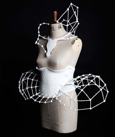 An elite fashionista decides to trade in her sewing machine for CAD software. Dna 3d, 3d Printed Dress, Lego Kits, 3d Printing Fashion, Sculptural Fashion, Geometric Fashion, Paper Fashion, Iris Van Herpen, 3d Fashion