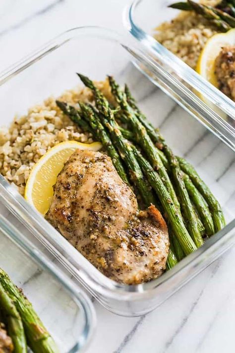 Garlic Herb Chicken and Asparagus Meal Prep | Get Inspired Everyday! Asparagus Meal Prep, Cheap Meal Prep, Chicken And Asparagus, Garlic Herb Chicken, Healthy Lunch Meal Prep, Meal Prep Recipes, Chicken Asparagus, Healing Recipes, Easy Healthy Meal Prep