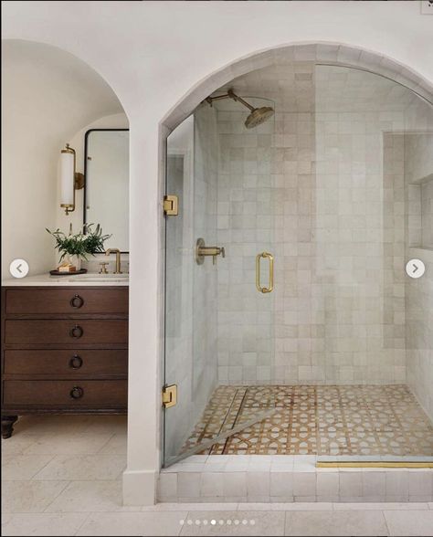 Shower Tile Ideas Walk In Master Modern, Portugal Bathroom, Franklin House, Spanish Bathroom, Spanish Revival Home, Remodeling Bathroom, Marble Tile Bathroom, Workout Room, Primary Bath