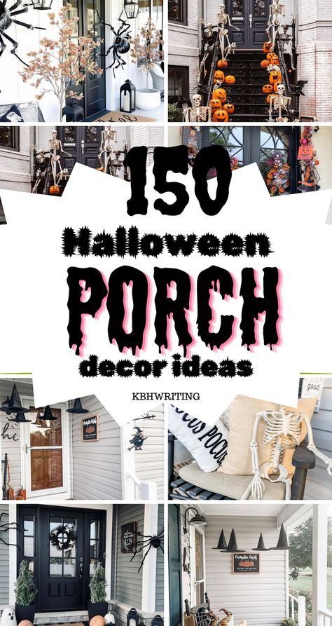 Scary Haunted House Ideas, Halloween Porch Decorations Diy, Diy Halloween Porch, Haunted House Ideas, Halloween Front Porch Ideas, Porche Halloween, Halloween Decorations Outdoor Porch, Simple Halloween Decor, Halloween Entryway