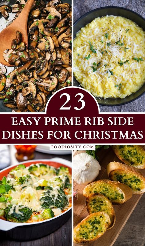 Complement your festive prime rib with our curated collection of 23 side dishes. Tailored for the Christmas spirit, these easy ideas range from traditional classics to delightful new twists. Ready to elevate your holiday feast? Click through to discover the perfect accompaniments to your main course! #PrimeRibSideDishes Christmas Prime Rib Dinner Sides, Prime Rib Side Dishes, Roast Beef Side Dishes, Rib Side Dishes, Prime Rib Sides, Christmas Vegetables Side Dishes, Roast Dinner Sides, Roasted Side Dishes, Christmas Dinner Side Dishes