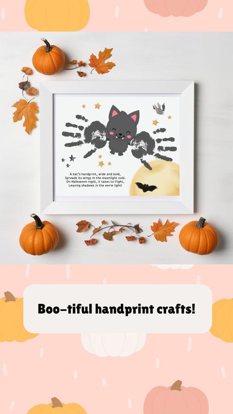 Halloween Bat Hand Print Art-for kids Halloween Handprint, Vintage Girl Nursery, Woodland Nursery Boy, Natural Nursery, Daycare Activities, Footprint Art, Cute Bat, Handprint Crafts, Valentines Flowers