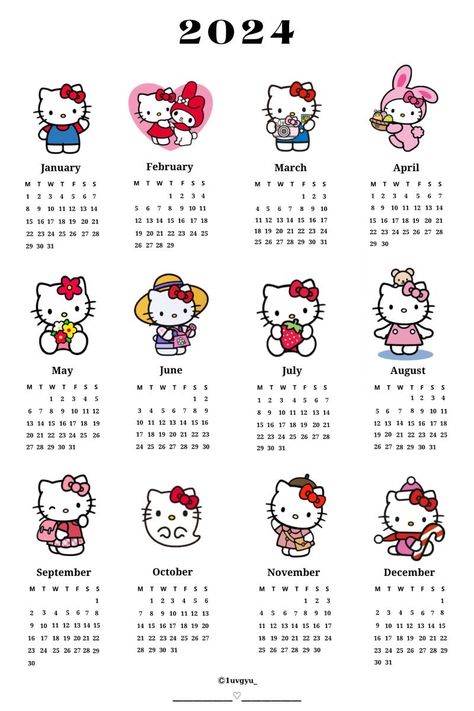 #2024 #Sanrio #hellokitty #calendar #2024calendar #hellokittycollection #hellokittyaddict #sanrioaesthetic #girly #coquette Hello Kitty Calendar, Hello Kitty Outfit, 헬로키티 배경화면, Diy Hello Kitty, Hello Kitty Photos, Images Hello Kitty, Hello Kitty Printables, Hello Kitty Rooms, Hello Kitty Crafts