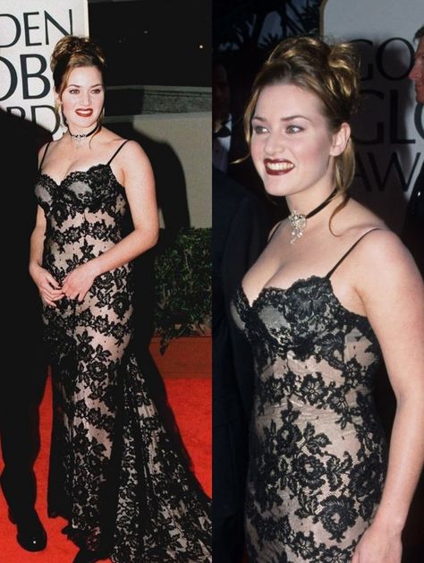 Kate Winslet Golden Globes 1998 1998 Red Carpet, Kibbe Essence, 90s Red Carpet, Venus Outfits, Rose Titanic, Kate Winslet, Make Up Looks, Golden Globes, Titanic