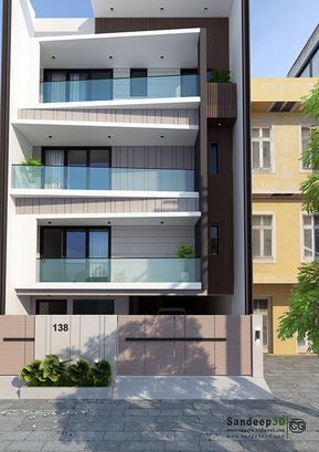 Residential building on Behance Balcony Elevation Ideas, Apartments Exterior Design, 2 Storey Commercial Building Design, Modern Apartment Design Exterior, 3 Storey Apartment Building Design, Apartment Facade Design Modern, Modern Residential Building Design, Residential Building Exterior Design, Modern Apartment Building Exterior