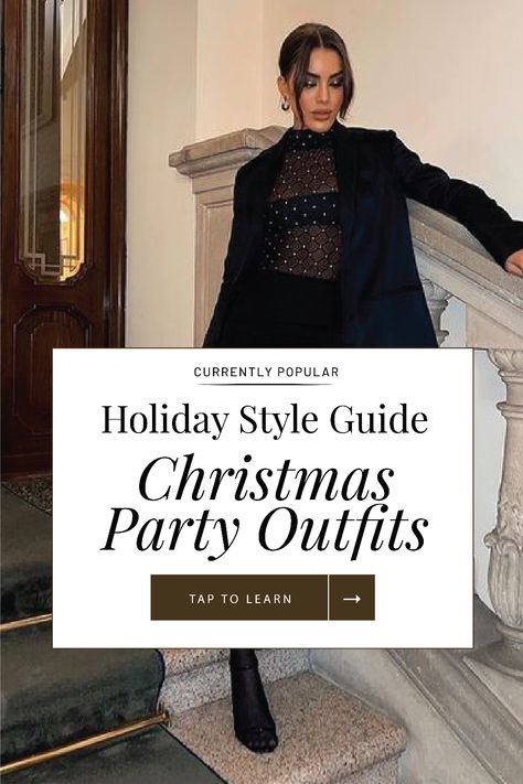 Wondering what to wear to your work holiday party? Our style guide shares classy, professional, and stylish outfit ideas to keep you looking polished. From sequin accents to blazer-and-mini combinations, these choices bring holiday cheer without sacrificing sophistication. Check out our top picks for a stunning office party look. Celebrity Holiday Outfit, Sequin Holiday Party Outfit, Long Sleeve Christmas Party Dress, Festive Semi Formal Attire, Party Outfit With Flats, Cocktail Party Winter Outfit, Cocktail Office Party Outfit, Celebration Outfit Classy, Holiday Party Cocktail Attire