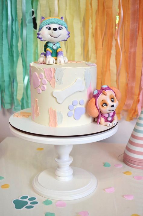 Pastel Paw Patrol Birthday Party, Paw Patrol Cake Girly Simple, Sky Birthday Cake Paw Patrol, Small Paw Patrol Cake, Skye Cake Paw Patrol, Sky Cake Paw Patrol, Sky Paw Patrol Birthday Cake, Pastel Skye Paw Patrol, Girl Paw Patrol Cake