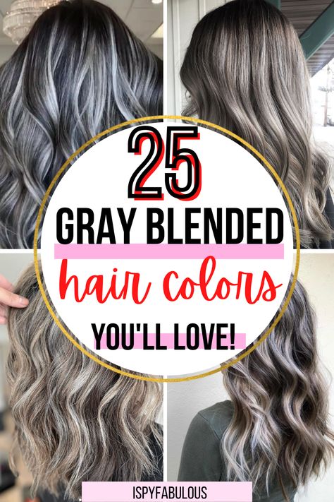 Hair Color Grey Silver, Blended Hair, Gray Blending, Gray Hair Pixie Cuts, Grey Hair Transformation, Grey Hair Dye, Hair Highlights And Lowlights, Highlights Lowlights, Grey Hair Inspiration