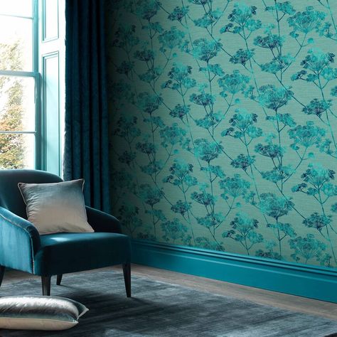 Hortus Wallpaper in Teal from the Exclusives Collection by Graham & Br – BURKE DECOR Teal Removable Wallpaper, How To Hang Wallpaper, Teal Wallpaper, Graham & Brown, Contemporary Wallpaper, Brown Wallpaper, Wallpaper Direct, Scale Design, Wallpaper Designs