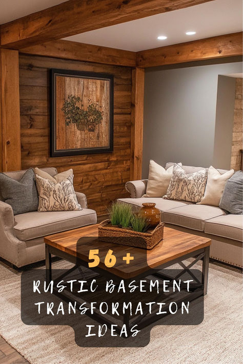 Discover 56 cozy rustic basement ideas that transform your space into a warm and inviting retreat 🌾. From reclaimed wood accents to stone fireplaces, these designs incorporate natural elements and cozy textures. Ready to turn your basement into a rustic haven? Click to explore all the cozy ideas! #RusticBasement #CozyRetreat #NaturalElements #ReclaimedWood #StoneFireplace #WarmSpaces #HomeInspiration Divided Basement Ideas, Cabin Style Basement, Reclaimed Wood Tv Wall, Rustic Basement Design Ideas, Dark And Moody Basement, Mountain Home Decor Ideas, Lodge Basement Ideas, Mountain House Interior Design, Basement Fireplace Ideas