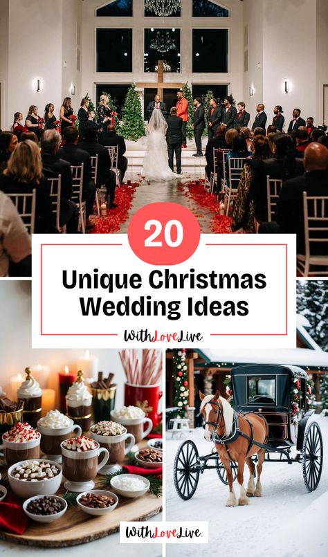 Looking for unique Christmas wedding ideas? 🎄💍 Explore creative and festive ways to make your holiday wedding unforgettable! From cozy winter decor to charming wedding favors, these ideas will make your celebration magical. Save this pin for your Christmas wedding planning! 📌✨ Christmas Wedding Ideas On A Budget, Diy Christmas Wedding, Christmas Wedding Ideas, Candlelit Ceremony, Christmas Wedding Favors, Cozy Winter Decor, Charming Wedding, Church Wedding Decorations, Winter Wonderland Theme