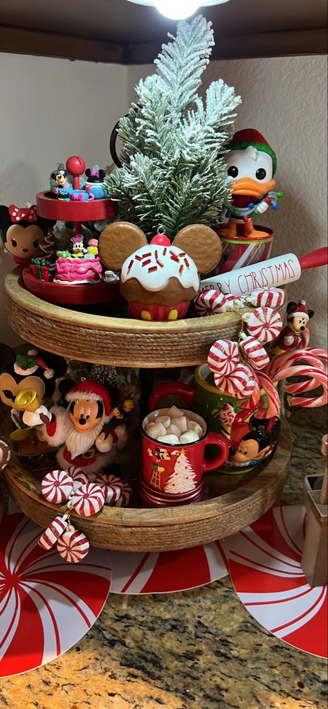 Disney magic decoration!! Disney Christmas Tiered Tray Decor, Disney Tiered Tray Decor, Disney Christmas Diy, Magic Decorations, Disney Popcorn Bucket, Frozen Christmas, Tiered Tray Diy, Kitchen Island Decor, Popcorn Bucket