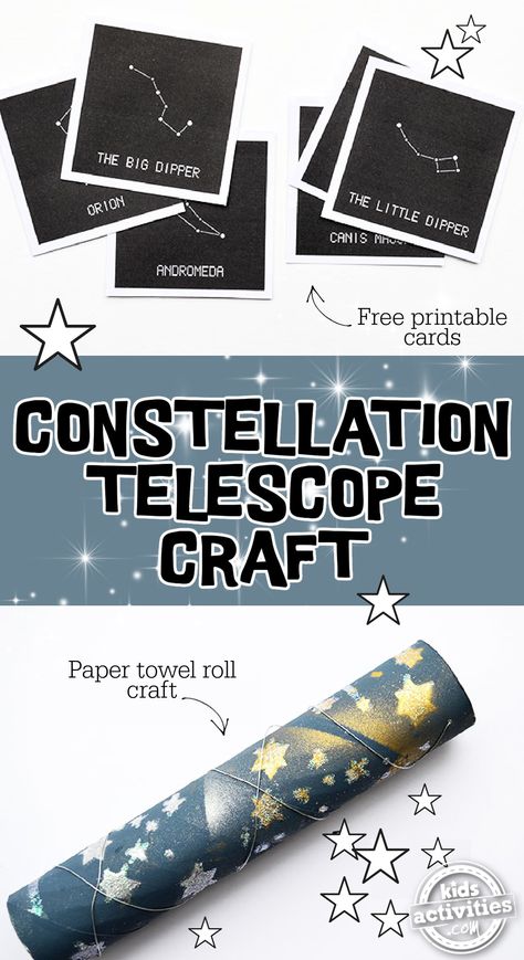 Cool Constellations Telescope Craft With Printable Cards | Kids Activities Blog Constellation Luminary, Astronomy Crafts For Kids, Diy Telescope For Kids, Constellation Activities For Kids, Telescope Craft For Kids, Constellation Crafts For Kids, Constellations Craft, Constellation Activity, Constellations For Kids