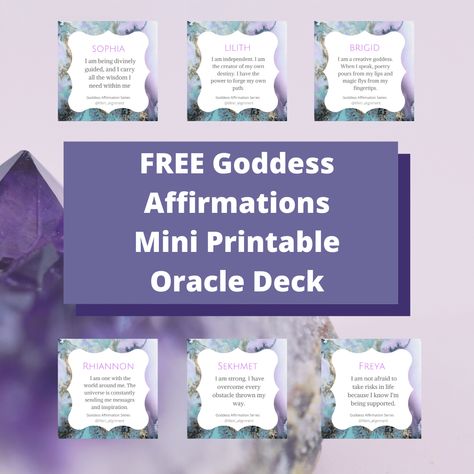 Free Printable Oracle Cards Decks, Free Printable Tarot Cards Decks, Free Oracle Cards Printable, Oracle Cards Decks Printable, Diy Oracle Cards, Goddess Affirmations, Printable Oracle Cards, Tarot Printable, Goddess Archetypes