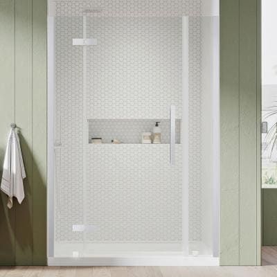 Tampa 54 in. L x 32 in. W x 72 in. H Alcove Shower Kit with Pivot Frameless Shower Door in Chrome and Shower Pan Bathroom Measurements, Acrylic Shower Base, Frameless Hinged Shower Door, Shower Stalls, Frameless Shower Door, Dream Shower, Shower Kit, Frameless Shower Doors, Shower Pan