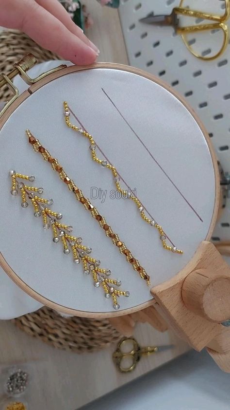 beads embroidery basic stitches for beginners |جديد الملاقية in 2022 | Bead embroidery tutorial, Handmade embroidery designs, Diy embroidery designs Embroidery Basic Stitches, Basic Hand Embroidery Stitches, Simple Hand Embroidery Patterns, Hand Beaded Embroidery, Diy Bead Embroidery, Basic Stitches, Beads Embroidery, Simple Embroidery Designs, Motifs Perler