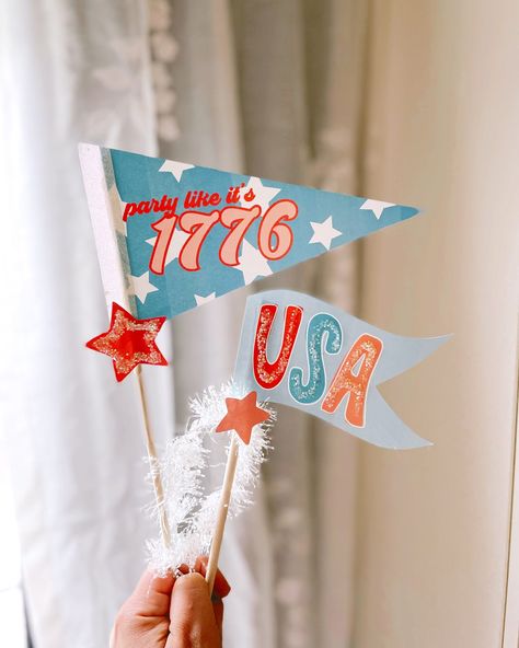 Need last minute magic for your Fourth of July festivities?! I got you! One of the things I love about creating Printables is it’s so quick to print and cut, it’s so affordable, and it adds so much magic to any celebration that always elevates the fun! You can buy them separately in our Printables shop OR you can become a Letter Vee member and join thousands of magic makers who log-in to unlimited access of old and new designs for every occasion! Use the code WELCOME5 when you sign up f... Patriotic Printables, Happy Birthday America, Fourth Of July Decor, Pennant Flag, Printable Tags, Things I Love, Summer Crafts, New Designs, I Got You