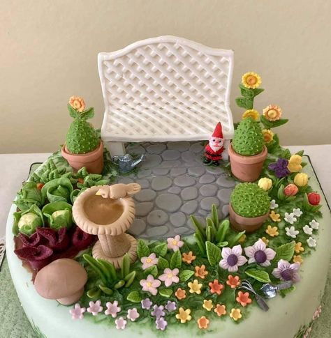 Garden Theme Cake Ideas, Garden Themed Cakes Ideas, Gardening Theme Cake, Fairy Sightings, Garden Cake Ideas, Vegetable Garden Cake, Garden Theme Cake, Gardening Cake, Flower Cookies Bouquet