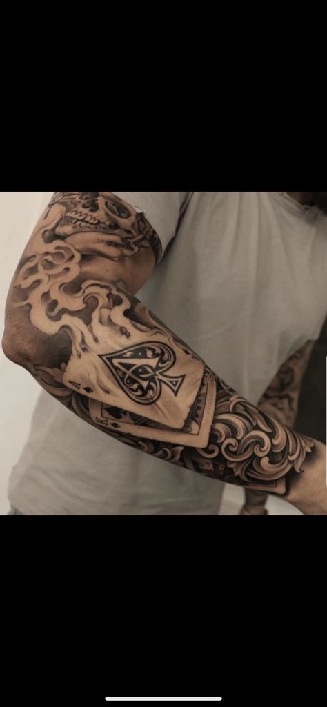 Dollar Sign Tattoo, Old Style Tattoos, Ace Of Spades Tattoo, Black Men Tattoos, Spade Tattoo, Vintage Tattoo Art, Inner Bicep Tattoo, All Black Tattoos, Inner Forearm Tattoo