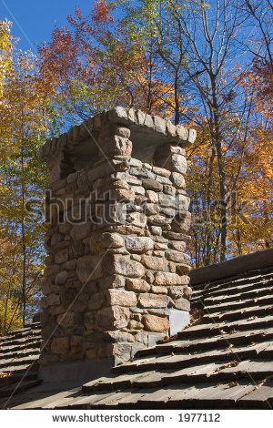 Stone Chimney Stock Photos, Images, & Pictures | Shutterstock Chimney Styles, Stone Chimney Exterior, Chimney Ideas, House Chimney, Isometric House, Chimney Design, Ranch Homes, Stone Chimney, Chimney Cap