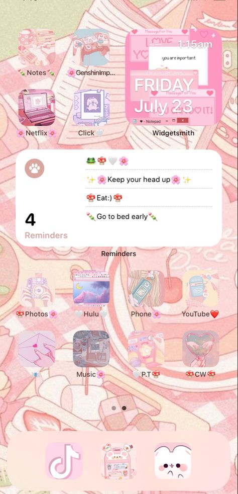 A nice calm way to decorate your phone Cute Ways To Hold Your Phone, Let Me Decorate Your Phone, How To Change Your Phone Theme, How To Make You Phone Look Cute And Organized, How To Get Into Someone’s Phone, Phone Backgrounds, Pink Aesthetic, Map, Pink