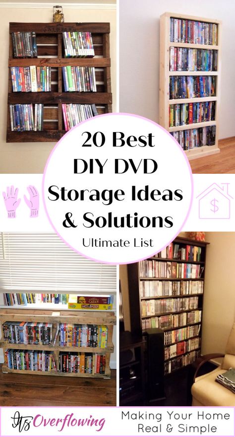 20 Best DIY DVD Storage Ideas & Solutions Storing Dvds Ideas, Vhs Organization Ideas, Vhs Storage Ideas, Media Storage Ideas, Dvd Storage Ideas Living Room, Cd Storage Ideas Diy, Dvd Organization Ideas, Video Game Storage Ideas, Diy Dvd Shelves