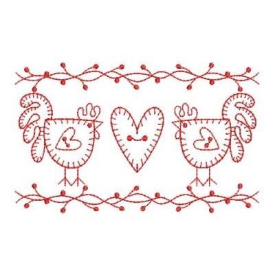 Redwork Chickens Redwork Embroidery Patterns, Primitive Embroidery, Redwork Patterns, Embroidery Stitches Beginner, Wind Bell, Vintage Folk Art, Heart Embroidery, Embroidery Stitches Tutorial, Hand Embroidery Projects