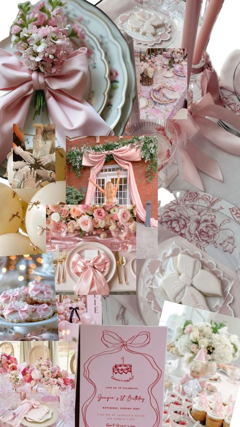 Aesthetic Party Decor, Coquette Theme, Unique Event Decor, Coquette Party, Bat Mitzvah Themes, Aesthetic Party, Birthday Lunch, Front Door Christmas Decorations, Tea Party Bridal Shower