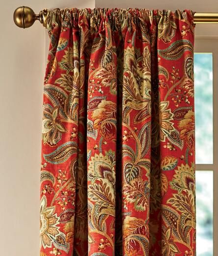 Red Curtains Living Room, Cottage Window Treatments, Paisley Curtains, Toile Curtains, Country Style Curtains, Rustic Room Decor, Traditional Curtains, Pocket Curtains, Vermont Country Store