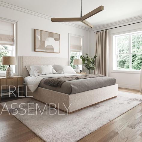 Small Carpet Bedroom Ideas, Modern King Bed Frame, Modern Queen Bed Frame, Modern King Bed, Modern Queen Bed, King Platform Bed Frame, Contemporary Bed Frame, High Headboard, Interior Elements