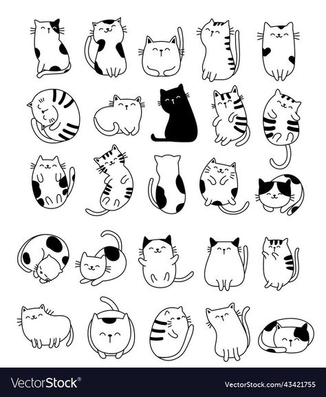 Cat Sketch Simple, Small Tattoo Ideas Back, Witch Cafe, Kitten Tattoo, Cats Cartoon, Simple Cat Drawing, Cat Tatto, Lady Bug Tattoo, Doodle Tattoo