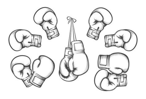 Boxing Gloves Drawing, Boxing Gloves Tattoo, Gloves Illustration, Gloves Drawing, Boxing Tattoos, Cartoon Gloves, Tattoo Desings, Desenho Tattoo, Free Art Prints