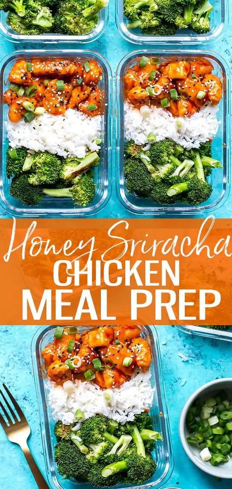 Chicken Meal Prep Bowls, Honey Sriracha Chicken, Clean Meal Prep, Sriracha Chicken, Healthy Lunch Meal Prep, Prep Bowls, Meal Prep Clean Eating, Dinner Meal Prep, Lunch Bowl