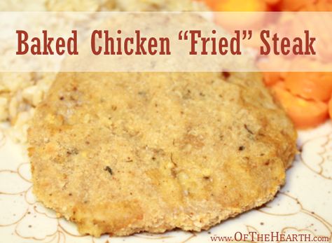 Baked Chicken “Fried” Steak Baked Chicken Fried Steak, Fried Cube Steaks, Chicken Entree, Chicken Fried Steak Recipe, Baked Steak, Cube Steak Recipes, Country Fried Steak, Frugal Recipes, Easy Steak Recipes