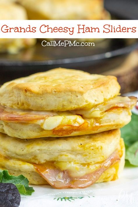 GRANDS HAM BISCUIT SLIDERS Grands Ham And Cheese, Grands Biscuit Sandwiches, Biscuits Ham And Cheese, Biscuits With Ham And Cheese, Ham And Biscuit Recipes, Biscuit Supper Ideas, Ham Cheese Biscuits, Grand Biscuits Recipes, Grands Biscuit Recipes Breakfast