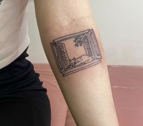 Window Tattoo, Square Tattoo, Indie Tattoo, Unique Tattoo Ideas, Framed Tattoo, Handpoke Tattoo, Bold Artwork, Dainty Tattoos, Subtle Tattoos