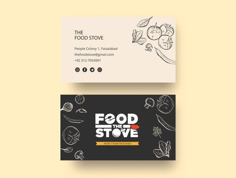 The Food Stove Business Card Design by Zain Nadeem Design For Restaurant, Food Business Card, Name Card Design, Bus Card, Visiting Card Design, Business Card Design Creative, Flyer Ideas, Digital Art Beginner, Visiting Card