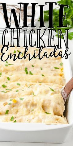 Food Recipes Enchiladas, Enchiladas White Sauce, Chicken Enchiladas White Sauce, Mexican Food Recipes Enchiladas, White Sauce Enchiladas, Chili Easy, Easy Chicken Enchilada Recipe, Chicken And Cheese, White Chicken Enchiladas